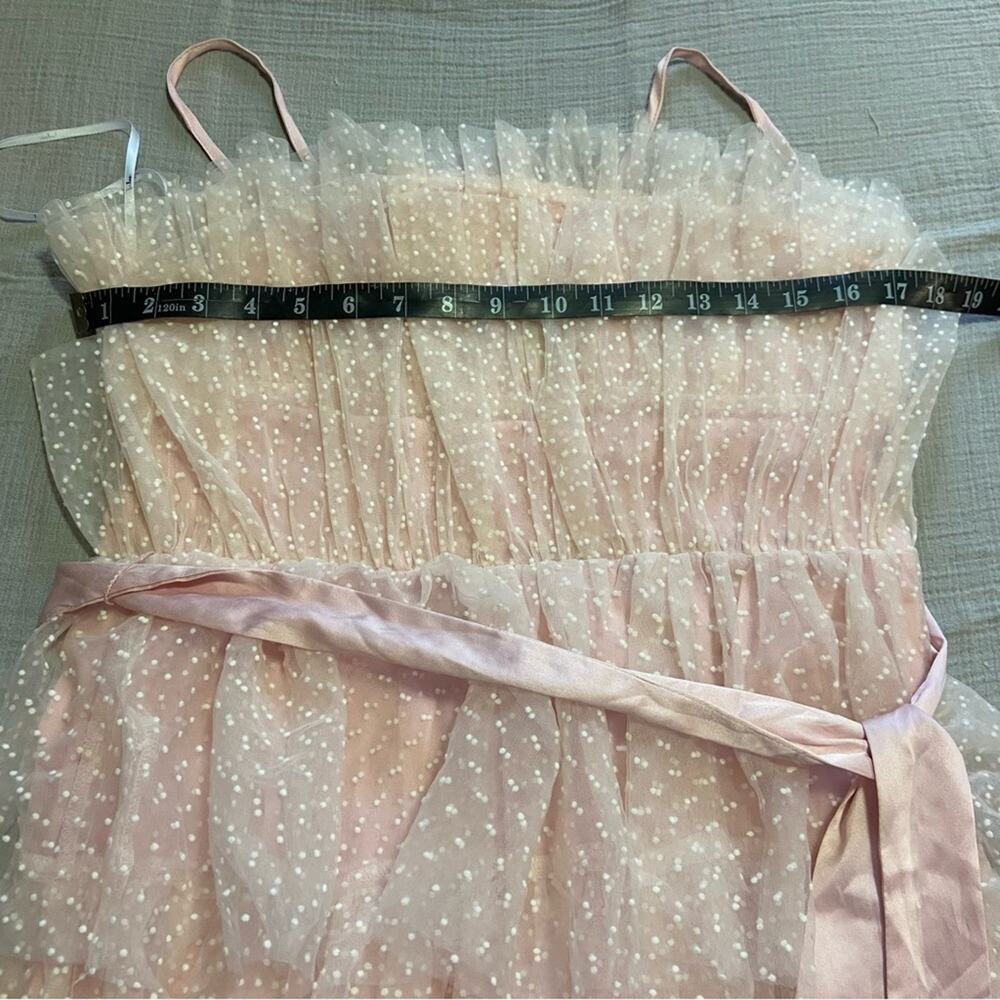 NWOT Lulus Wishing for Whimsy Blush Pink Swiss Dot Ruffle Tiered Midi Dr… - Picture 11 of 11